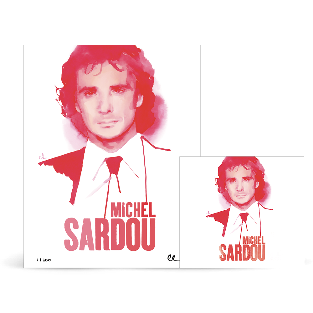 Pack Double Vinyle "Best of 60 ans de carrière de Michel Sardou" + Lithographie dédicacée et numérotée par Marc Antoine Coulon
